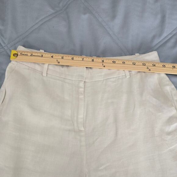 J.Crew Women’s White Linen Capri Pants Sz 4 Wide Leg Capsule Wardrobe Minimalist - Picture 5 of 8